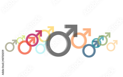 Viele bunte Symbole - männlich