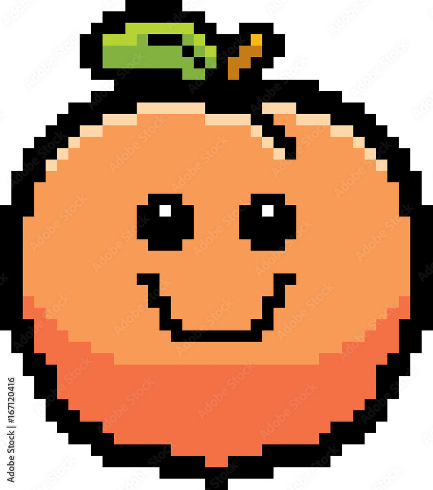 Fototapeta premium Smiling 8-Bit Cartoon Peach