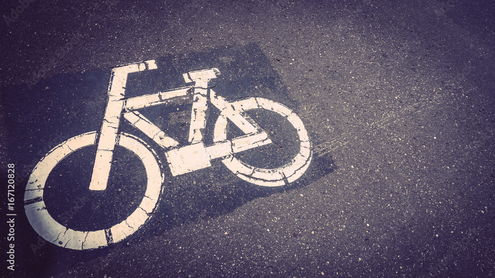 Bicycle Symbol On Asphalt Road Bicycle Symbol On Asphalt Road