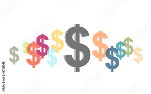 Viele bunte USD-Zeichen