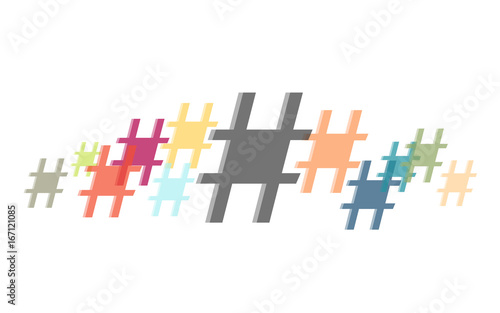 Viele bunte Hashtags