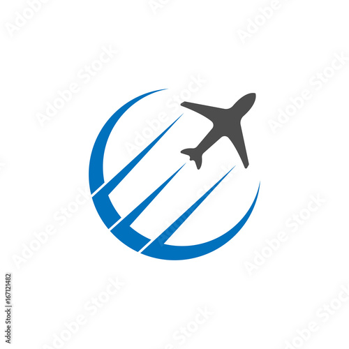 global travel plane logo template