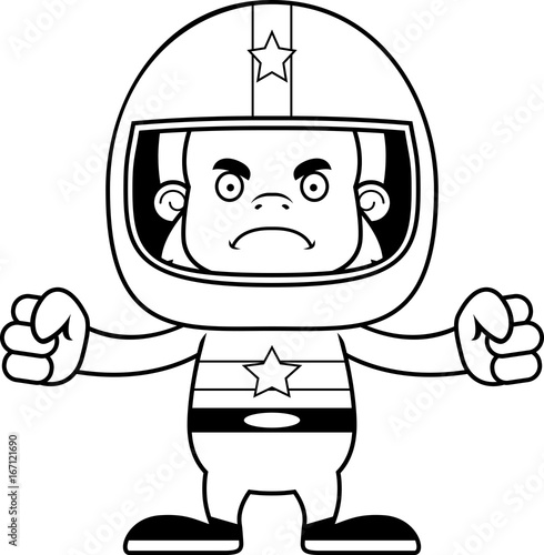 Cartoon Angry Race Car Driver Sasquatch