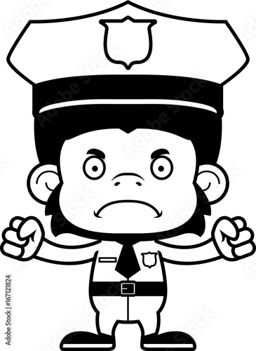 Cartoon Angry Police Officer Chimpanzee