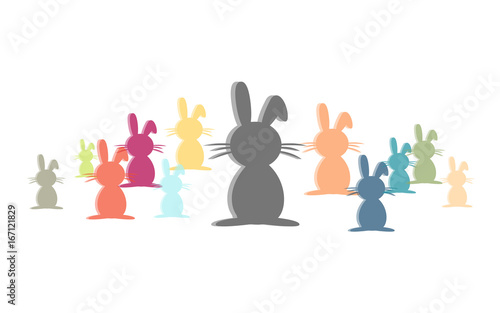 Viele bunte Cartoon-Hasen