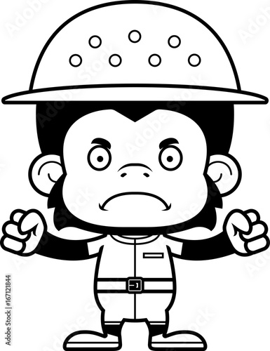 Cartoon Angry Zookeeper Chimpanzee