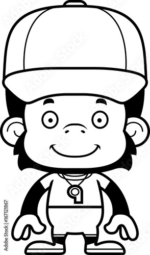 Cartoon Smiling Coach Chimpanzee