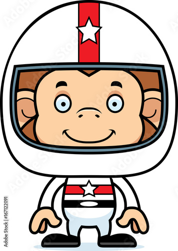 Cartoon Smiling Race Car Driver Monkey