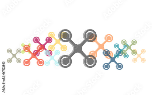 Viele bunte Quadrokopter