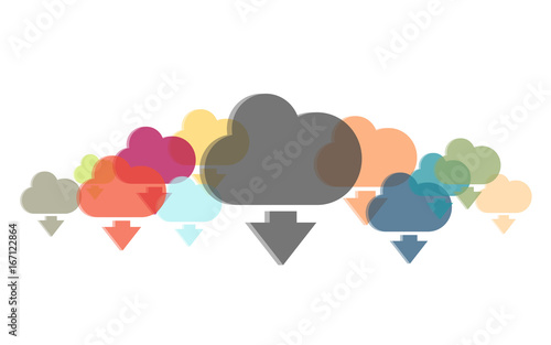 Viele bunte Cloud-Symbole zum Herunterladen