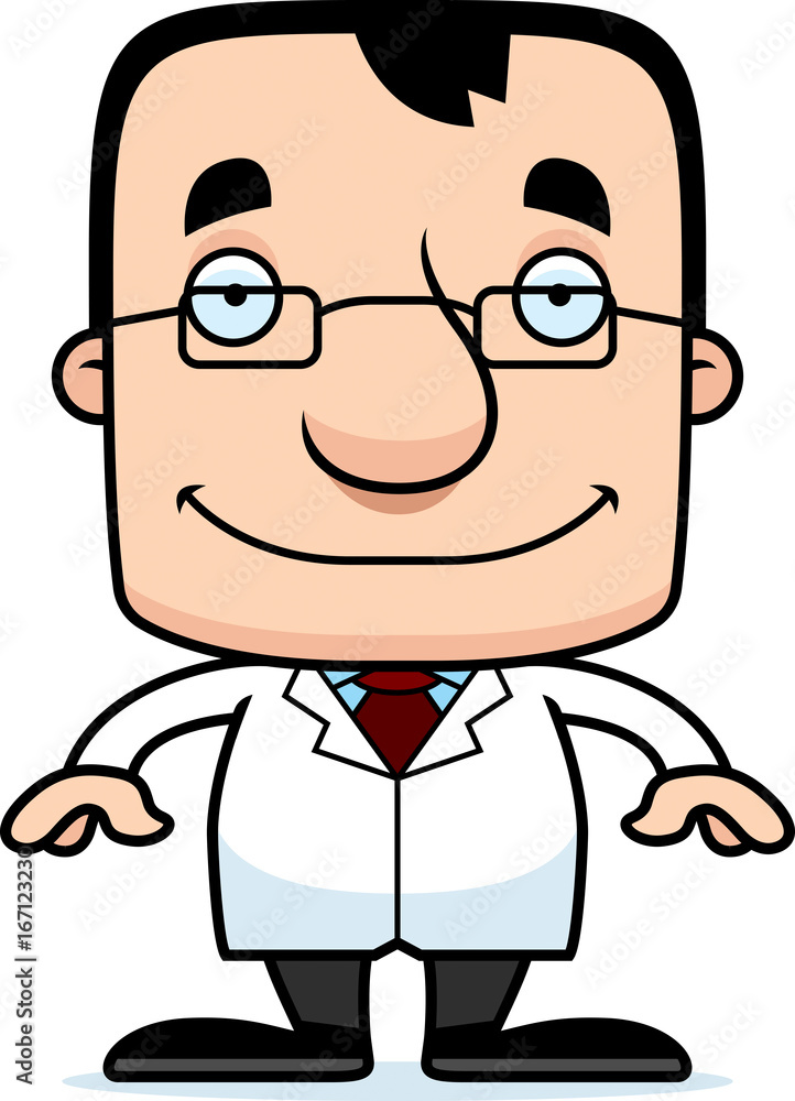 Cartoon Smiling Scientist Man