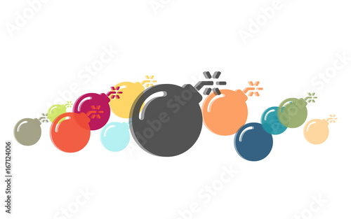 Viele bunte Bomben