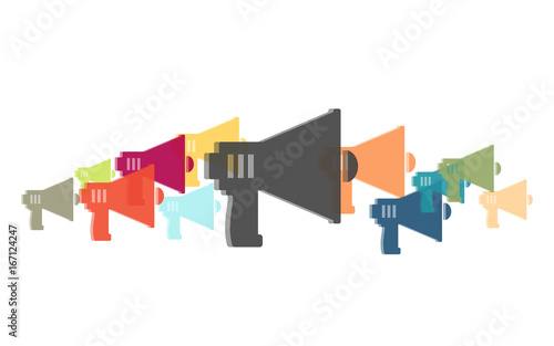 Viele bunte Megaphone