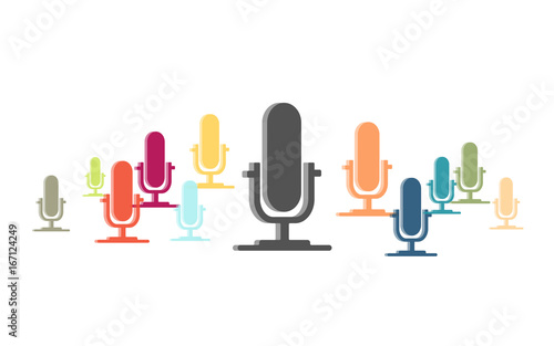 Viele bunte Mikrofon-Symbole
