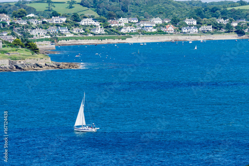 Coastline in Cornwall in the summertime with ocean views