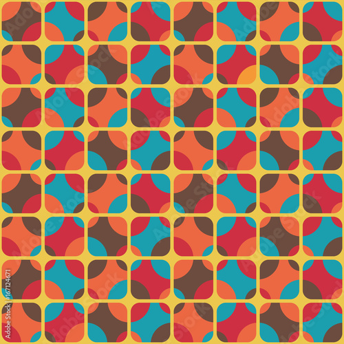 Vintage textile, Seamless colorful pattern inspired by retro style