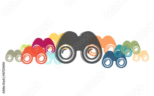 Viele bunte Ferngläser