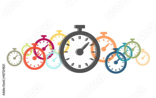 Viele bunte Stoppuhren