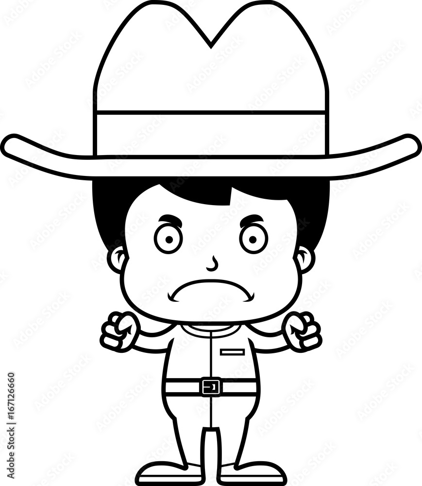 Cartoon Angry Cowboy Boy