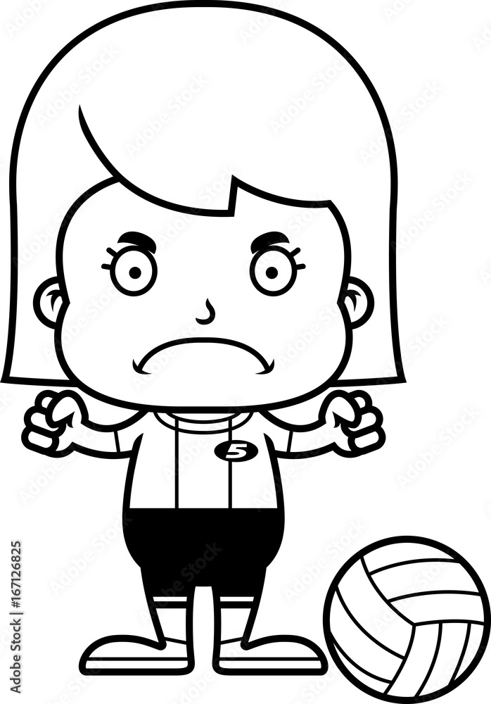 Cartoon Angry Volleyball Player Girl Cartoon Angry Volleyball Player Girl