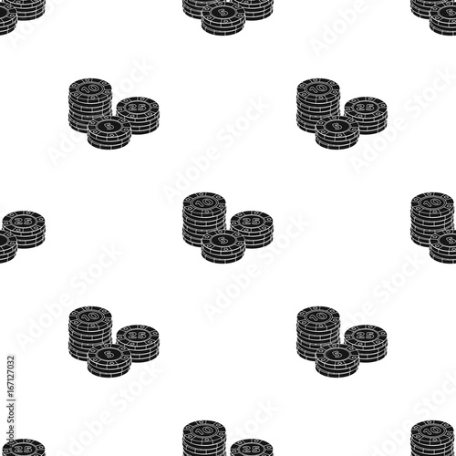 Playing chips. The settlement coin in the casino.Kasino single icon in black style vector symbol stock illustration.