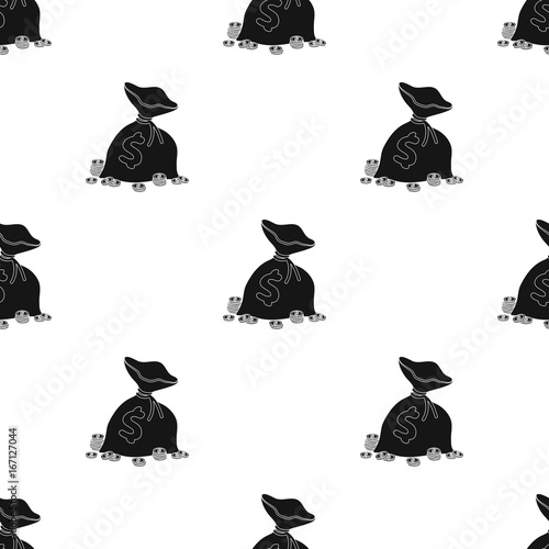 A brown bag with coins and dollars. Win in the casino.Kasino single icon in black style vector symbol stock illustration.