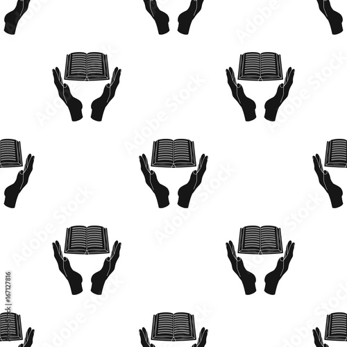 Book donation icon in black style isolated on white background. Charity and donation symbol stock vector illustration.