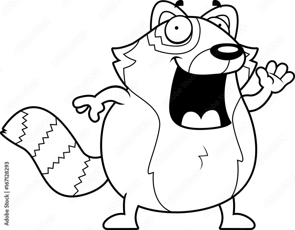 Cartoon Red Panda Waving Cartoon Red Panda Waving