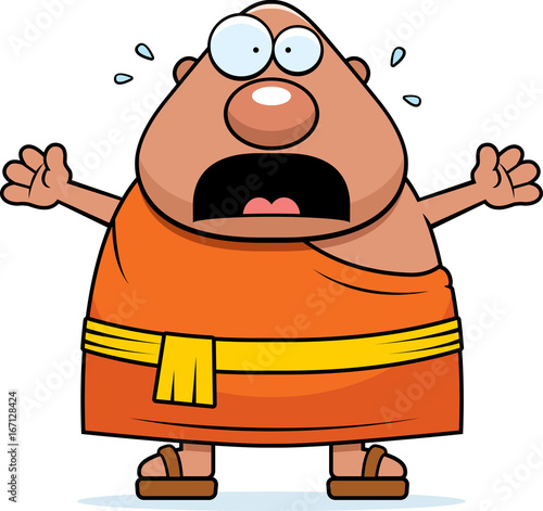 Scared Cartoon Buddhist Monk