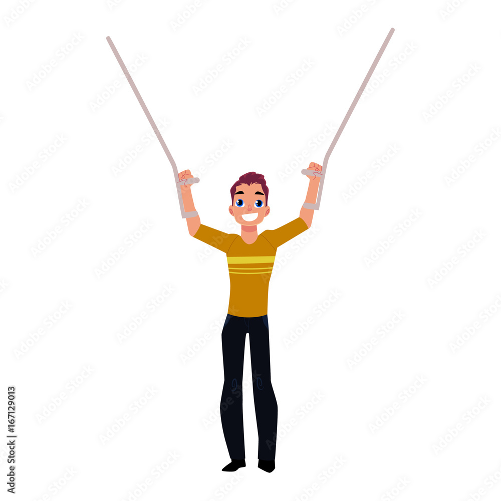 Farewell to crutches, medical rehabilitation, recovery after trauma, cartoon vector illustration on white background. Rehabilitation, recovery from trauma, no more need for crutches anymore Farewell to crutches, medical rehabilitation, recovery after trauma, cartoon vector illustration on white background. Rehabilitation, recovery from trauma, no more need for crutches anymore