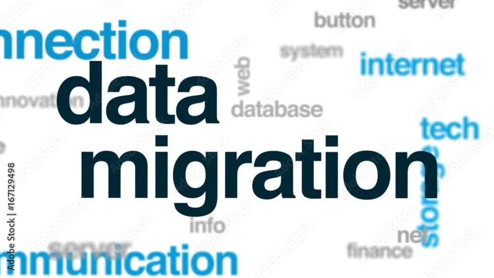 Data migration animated word cloud, text design animation.