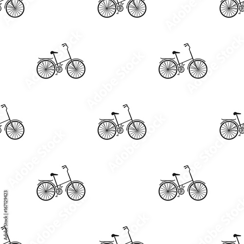 Children's bicycle with low frame and luggage compartment flaps.Different Bicycle single icon in black style vector symbol stock illustration.