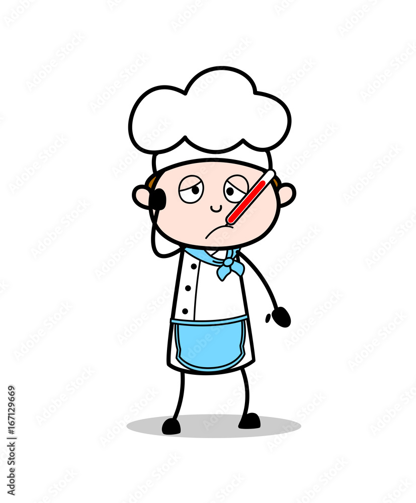 Fever Temperature in Chef Mouth Vector Concept Fever Temperature in Chef Mouth Vector Concept