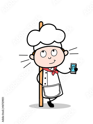 Cartoon Chef with Music Device - Fun Time Vector Illustration