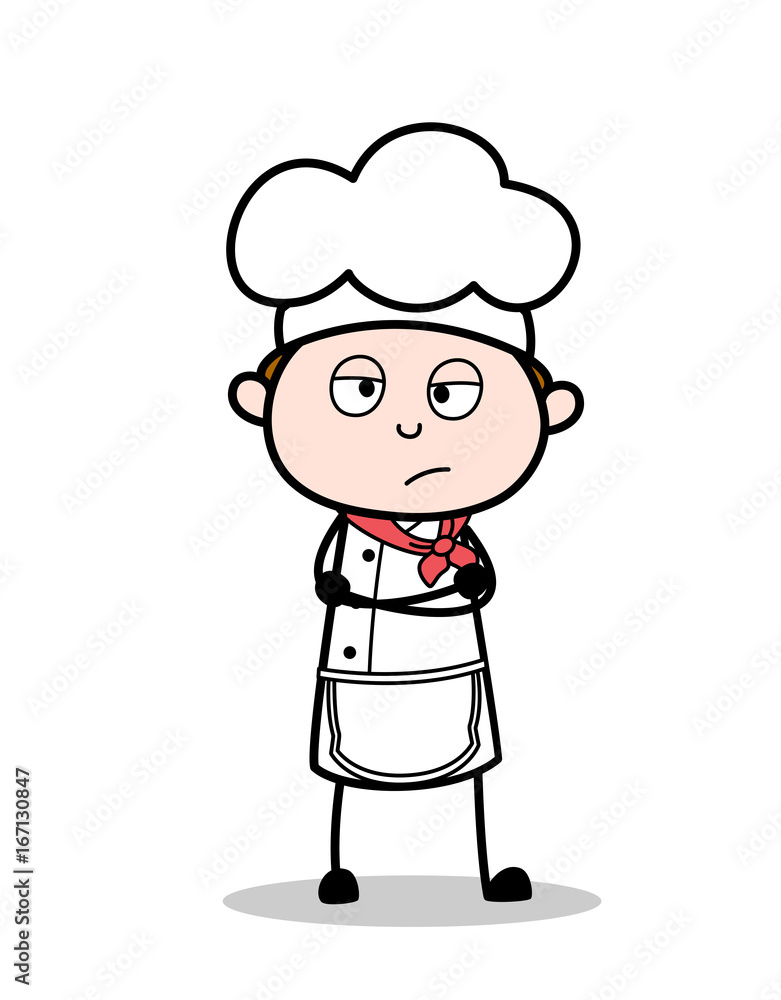 Cartoon Chef Unhappy Face Expression Vector Illustration Cartoon Chef Unhappy Face Expression Vector Illustration