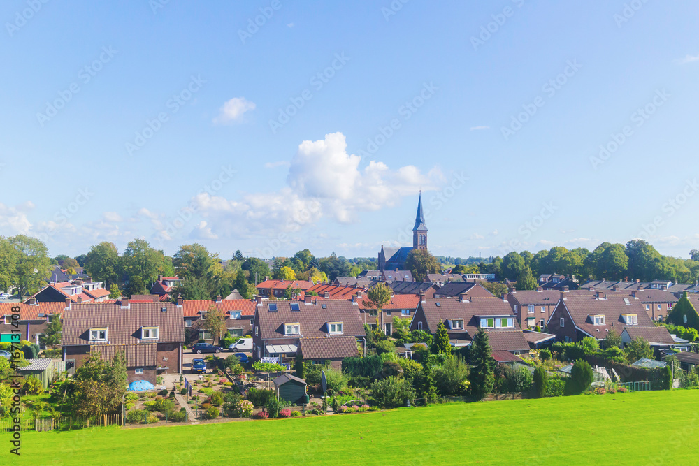 Natural landscape of dutch home town and countryside in Netherlands