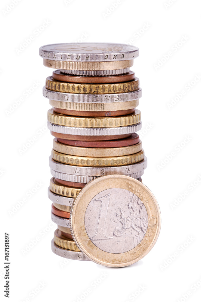 Pile of euro coins isolated on white background Pile of euro coins isolated on white background