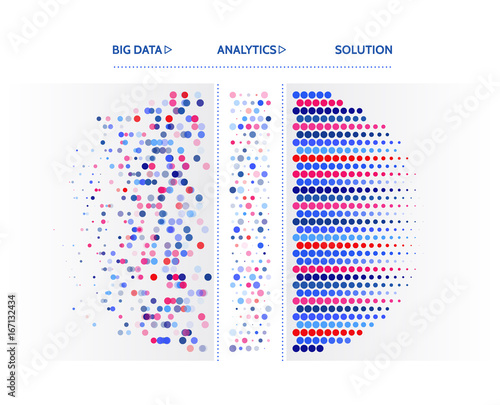 Big data visualization. Information analytics concept. Abstract stream information. Filtering machine algorithms. Sorting binary code. Vector technology background.