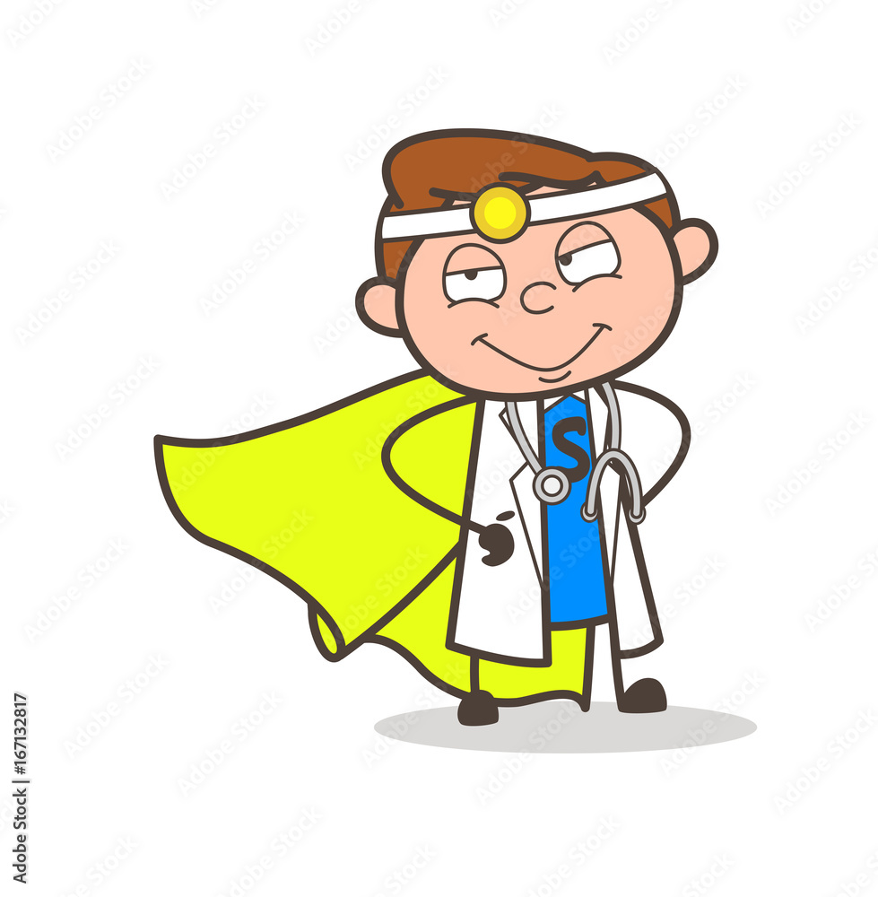 Cartoon Super Hero Doctor Vector Illustration