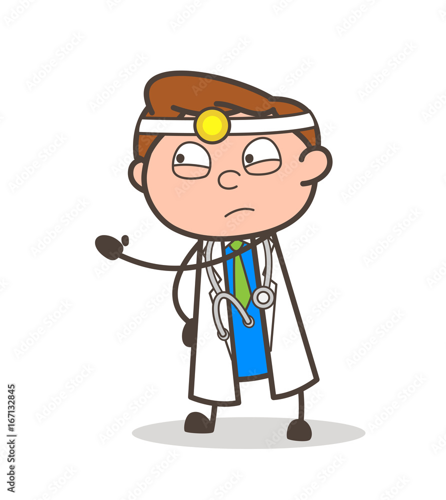 Cartoon Doctor Showing Slap Vector Illustration