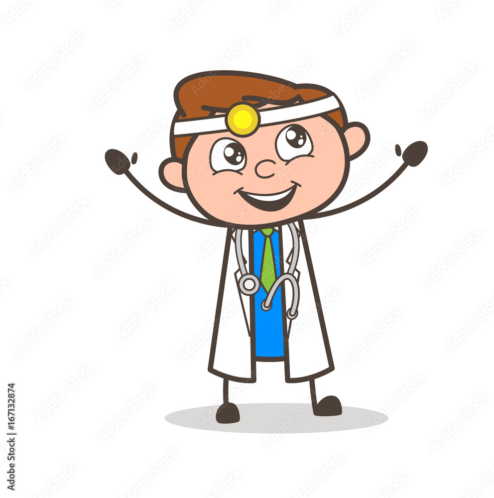 Cartoon Cheerful Doctor Laugh Vector Illustration Cartoon Cheerful Doctor Laugh Vector Illustration