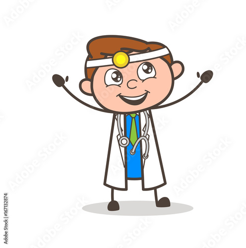 Cartoon Cheerful Doctor Laugh Vector Illustration