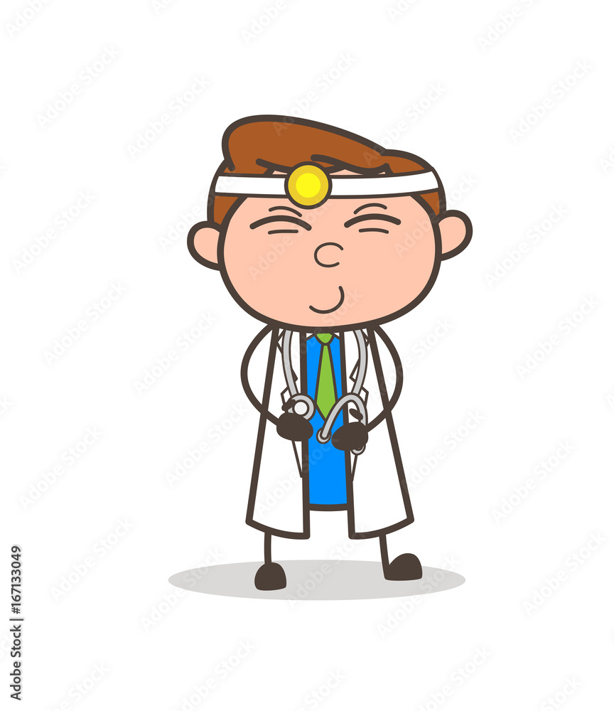 Cartoon Happy Doctor Blushing Vector Illustration Cartoon Happy Doctor Blushing Vector Illustration