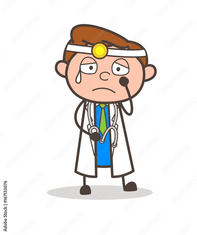 Cartoon Doctor Feeling Very Regret Vector Illustration Cartoon Doctor Feeling Very Regret Vector Illustration