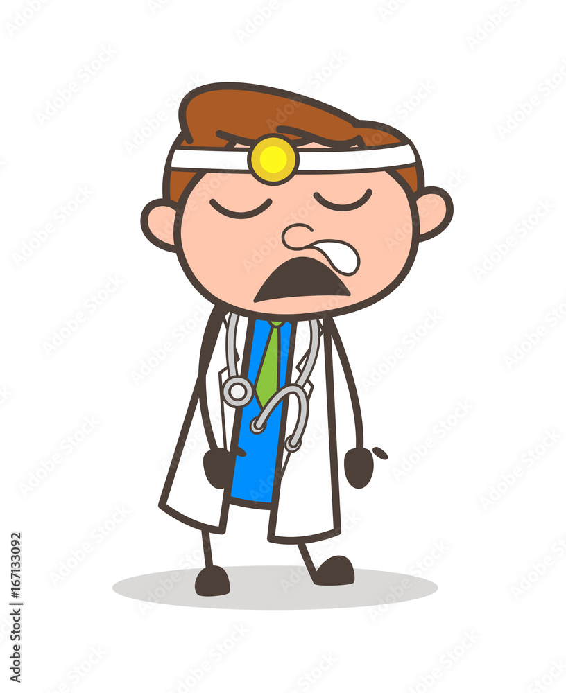 Cartoon Funny Doctor Running Nose Expression Vector Illustration Cartoon Funny Doctor Running Nose Expression Vector Illustration
