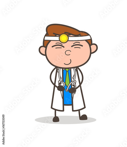 Cartoon Happy Doctor Blushing Vector Illustration