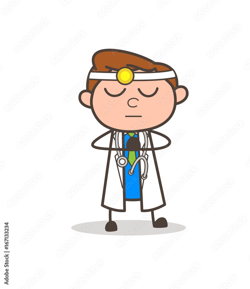Cartoon Sober Doctor Praying Vector Illustration Cartoon Sober Doctor Praying Vector Illustration