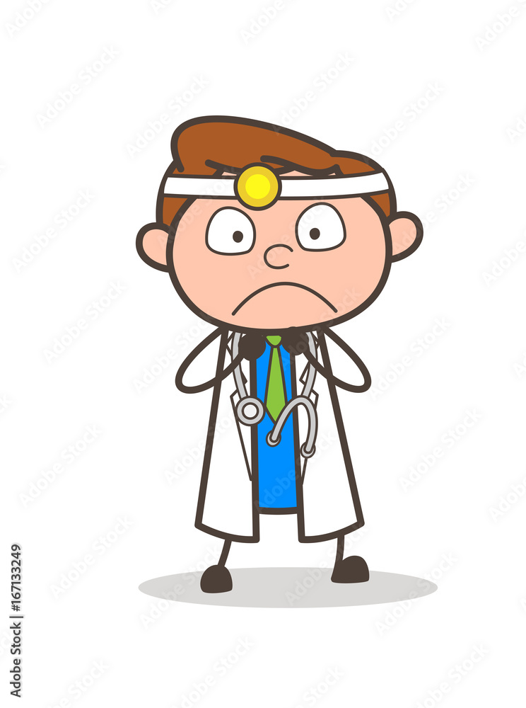 Cartoon Frightened Doctor Expression Vector Illustration Cartoon Frightened Doctor Expression Vector Illustration