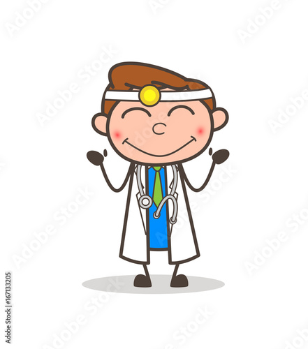 Cartoon Doctor Blushing Expression Vector Illustration