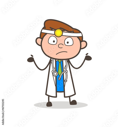 Cartoon Doctor Surprised Expression Vector Illustration